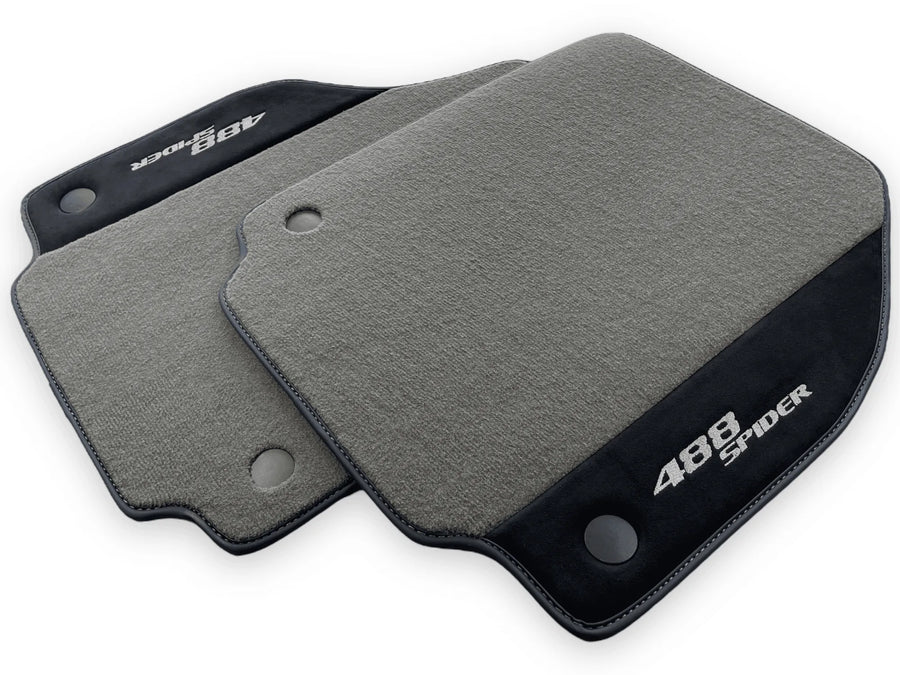 Gray Floor Mats For Ferrari 488 Spider 2015-2022 Alcantara Leather - AutoWin