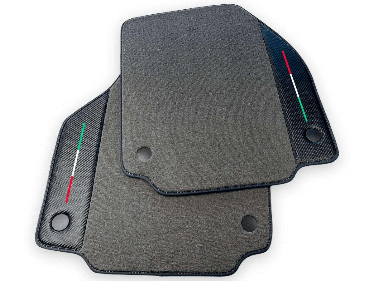 Gray Floor Mats For Ferrari 488 Spider 2015-2022 Carbon Leather - AutoWin