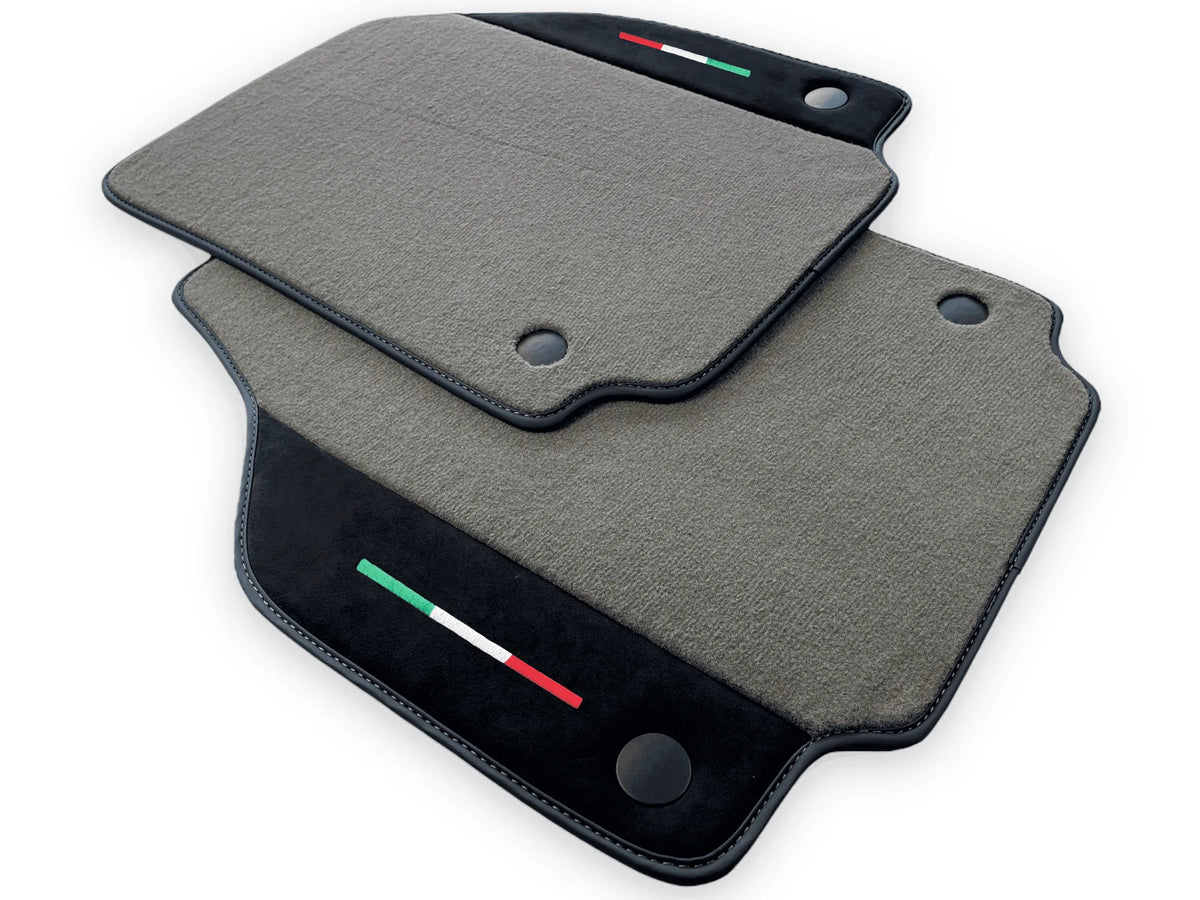 Gray Floor Mats For Ferrari 488 Spider (2016-2022) Carpets With Alcantara Leather | Italian Flag - AutoWin