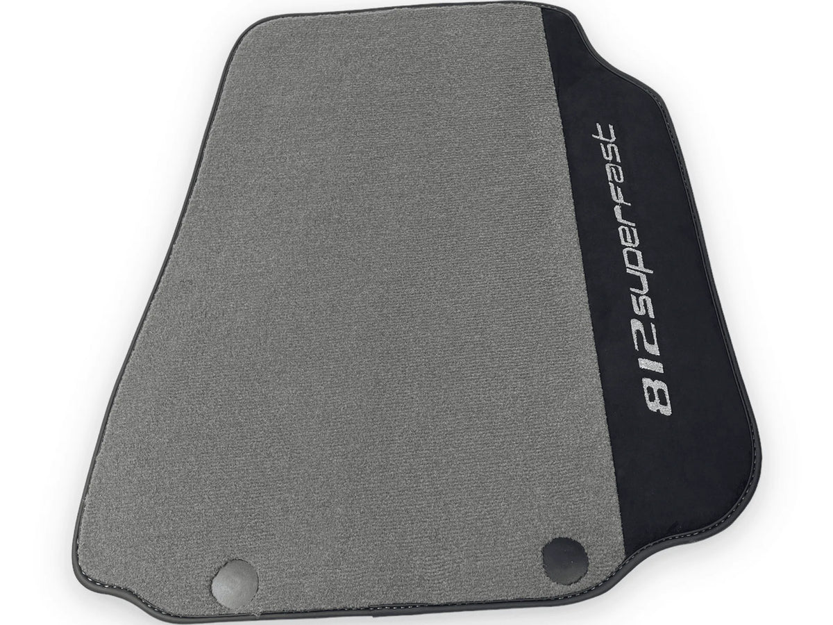 Gray Floor Mats For Ferrari 812 Superfast With Alcantara Leather - AutoWin