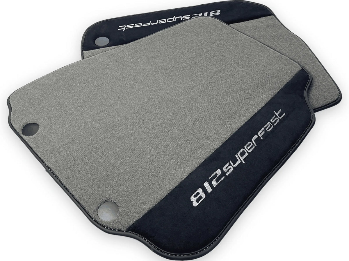 Gray Floor Mats For Ferrari 812 Superfast With Alcantara Leather - AutoWin
