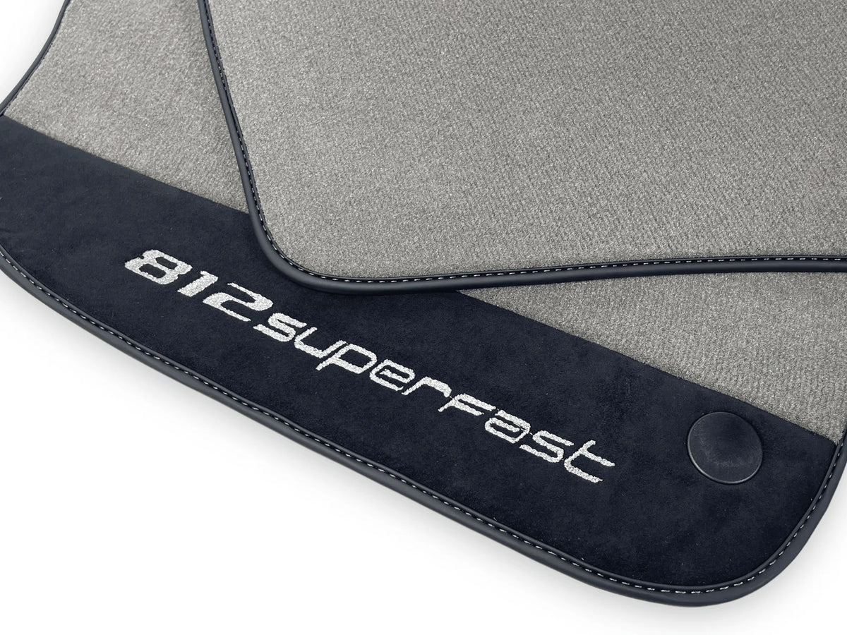 Gray Floor Mats For Ferrari 812 Superfast With Alcantara Leather - AutoWin