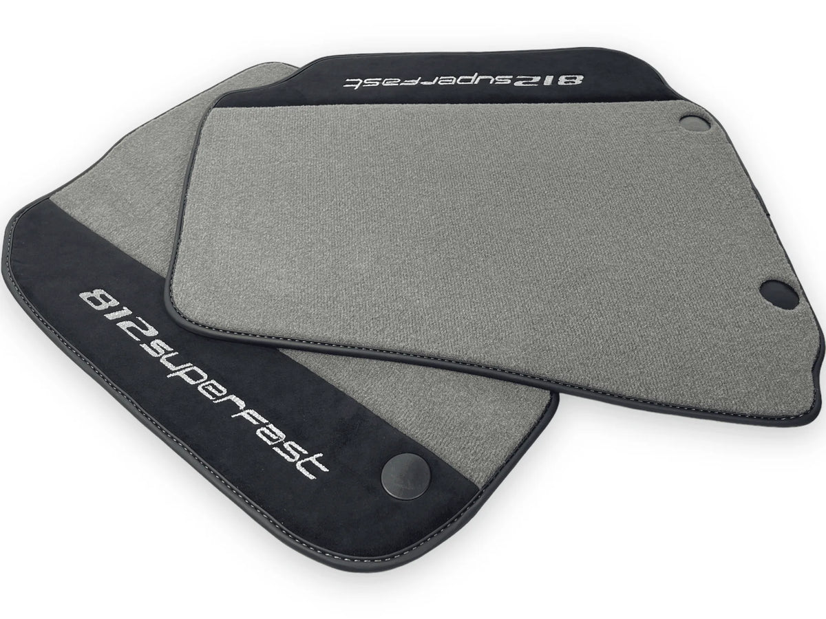 Gray Floor Mats For Ferrari 812 Superfast With Alcantara Leather - AutoWin