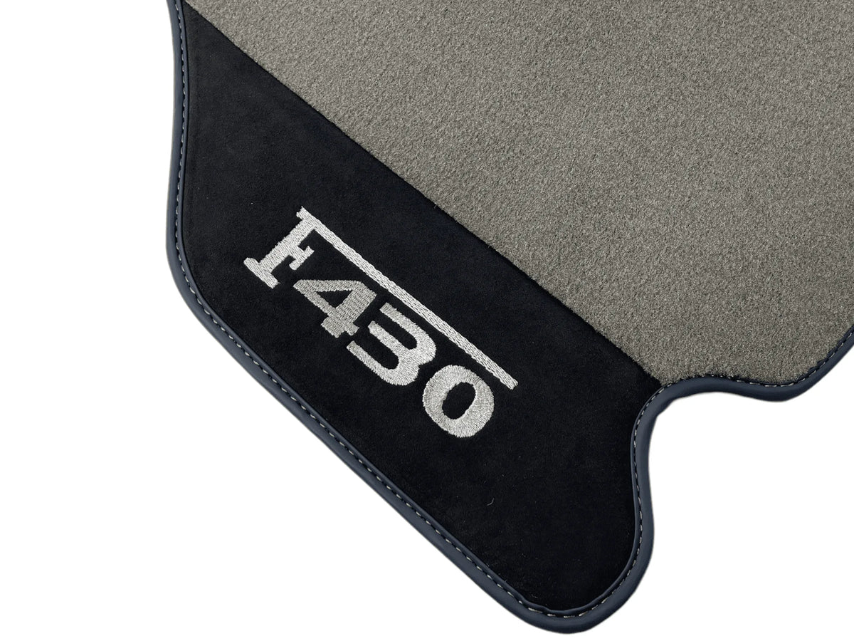 Gray Floor Mats For Ferrari F430 2004-2009 With Alcantara Leather - AutoWin
