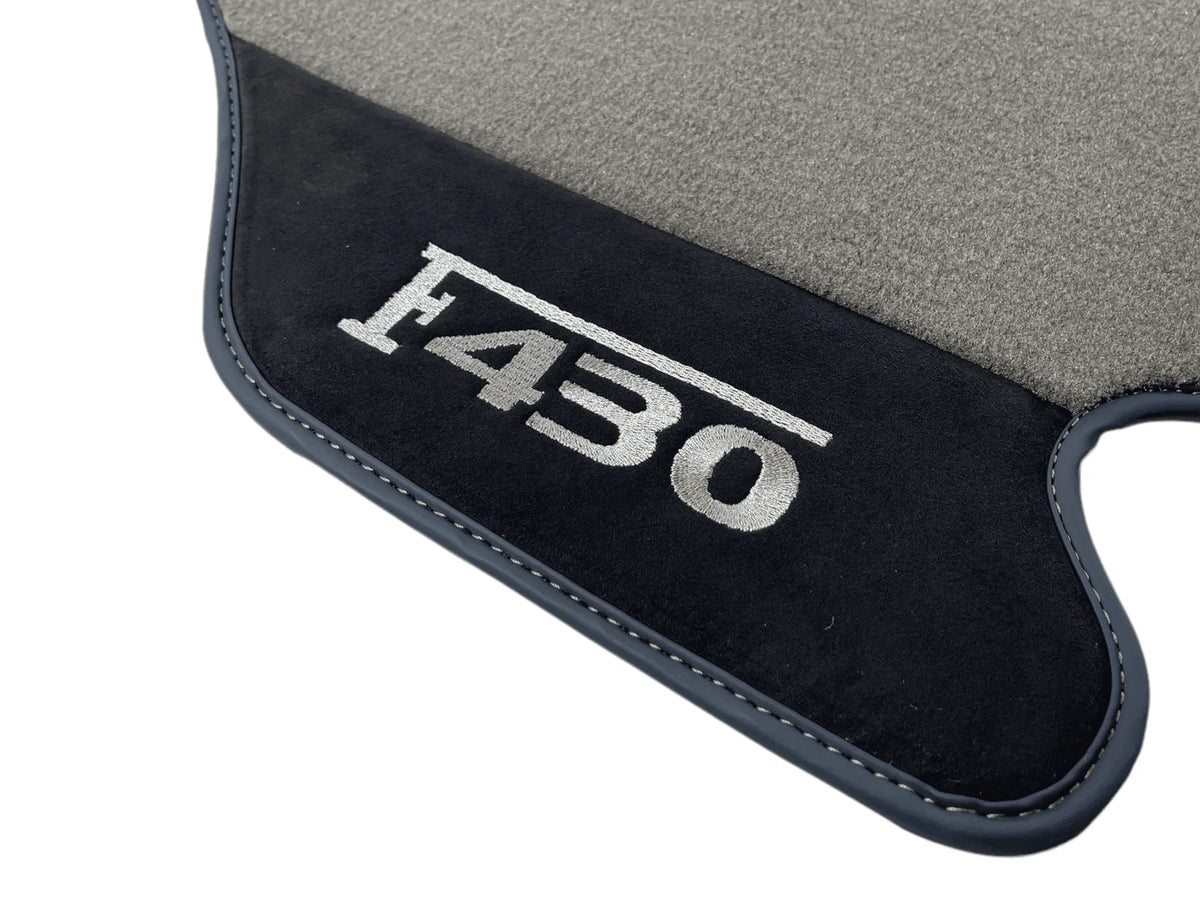 Gray Floor Mats For Ferrari F430 2004-2009 With Alcantara Leather - AutoWin