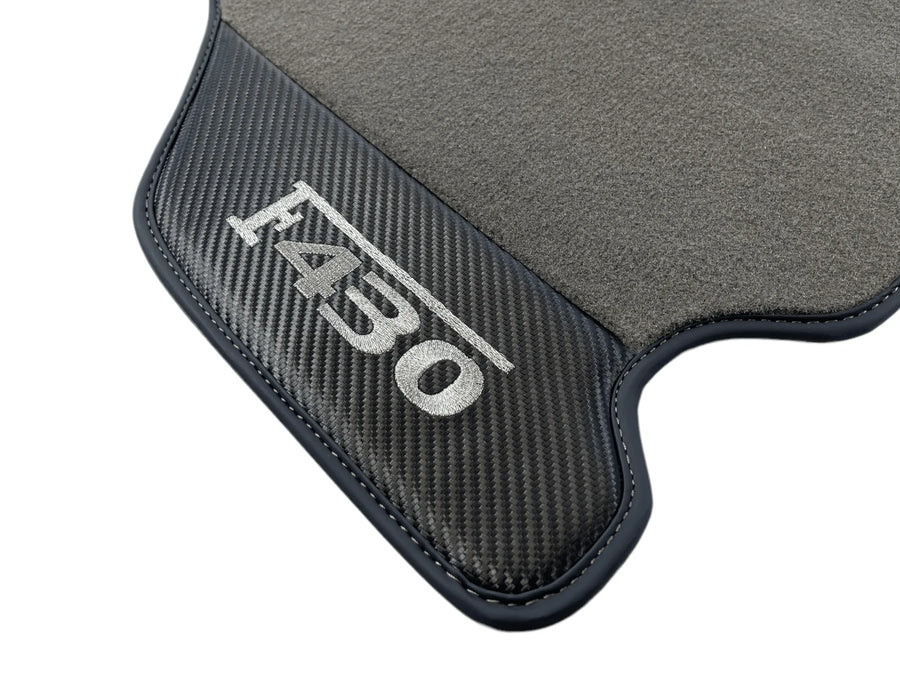 Gray Floor Mats For Ferrari F430 2004-2009 With Carbon Fiber Leather - AutoWin