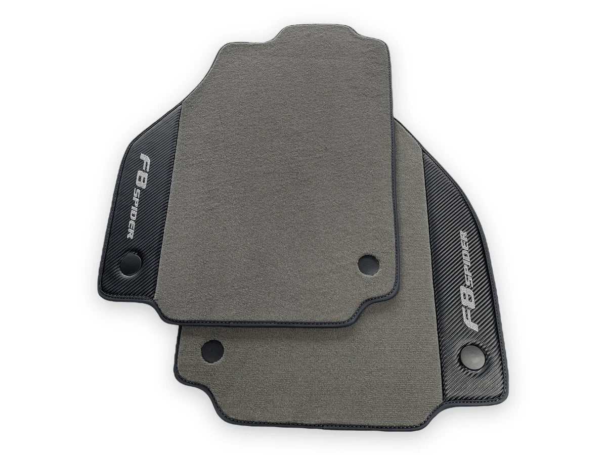 Gray Floor Mats For Ferrari F8 Spider 2019-2022 With Carbon Fiber Leather - AutoWin