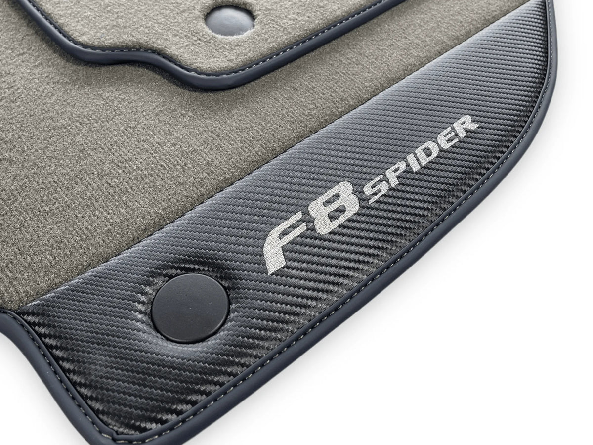 Gray Floor Mats For Ferrari F8 Spider 2019-2022 With Carbon Fiber Leather - AutoWin