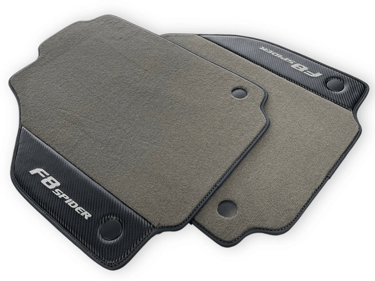 Gray Floor Mats For Ferrari F8 Spider 2019-2022 With Carbon Fiber Leather - AutoWin