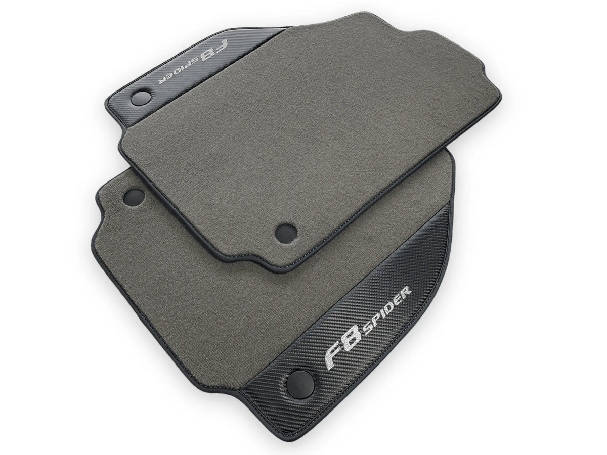 Gray Floor Mats For Ferrari F8 Spider 2019-2022 With Carbon Fiber Leather - AutoWin