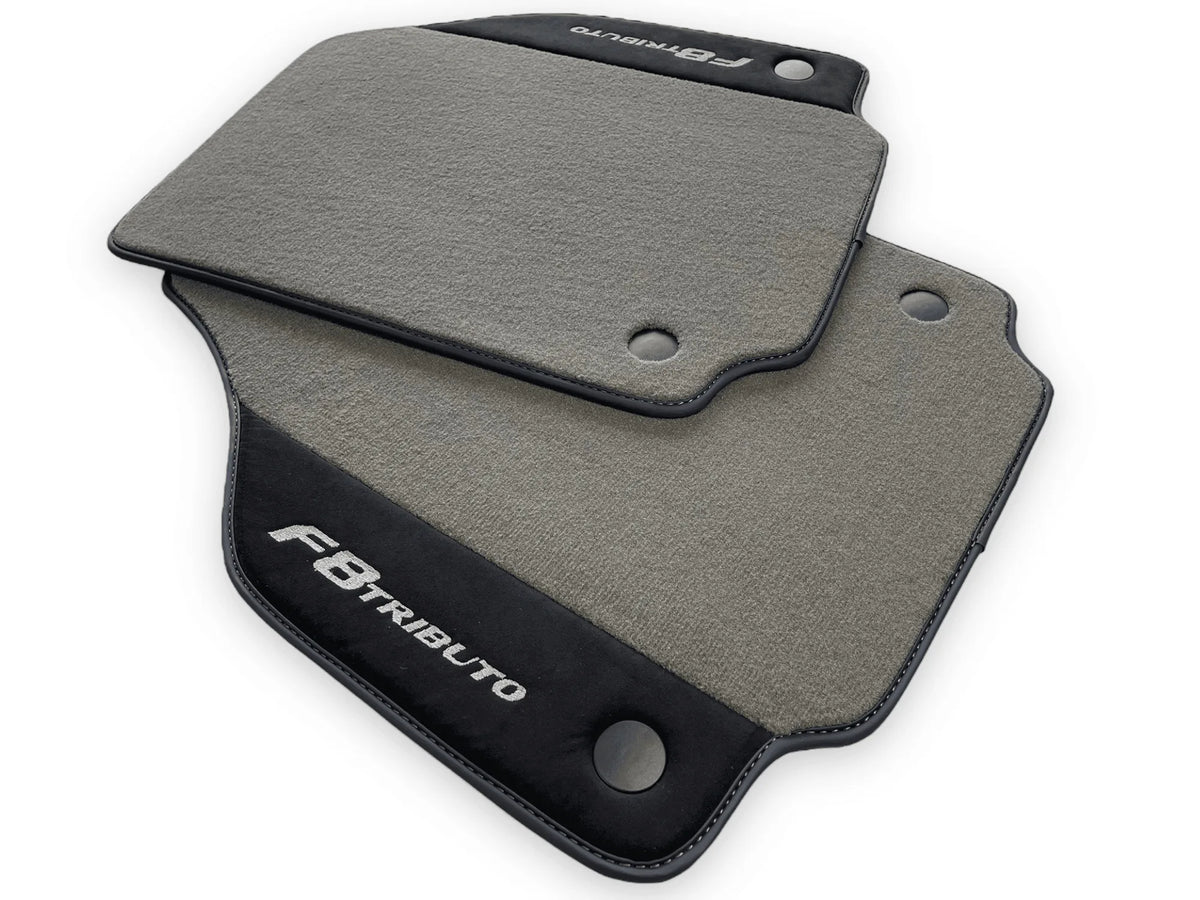 Gray Floor Mats For Ferrari F8 Tributo 2019-2022 With Alcantara Leather - AutoWin