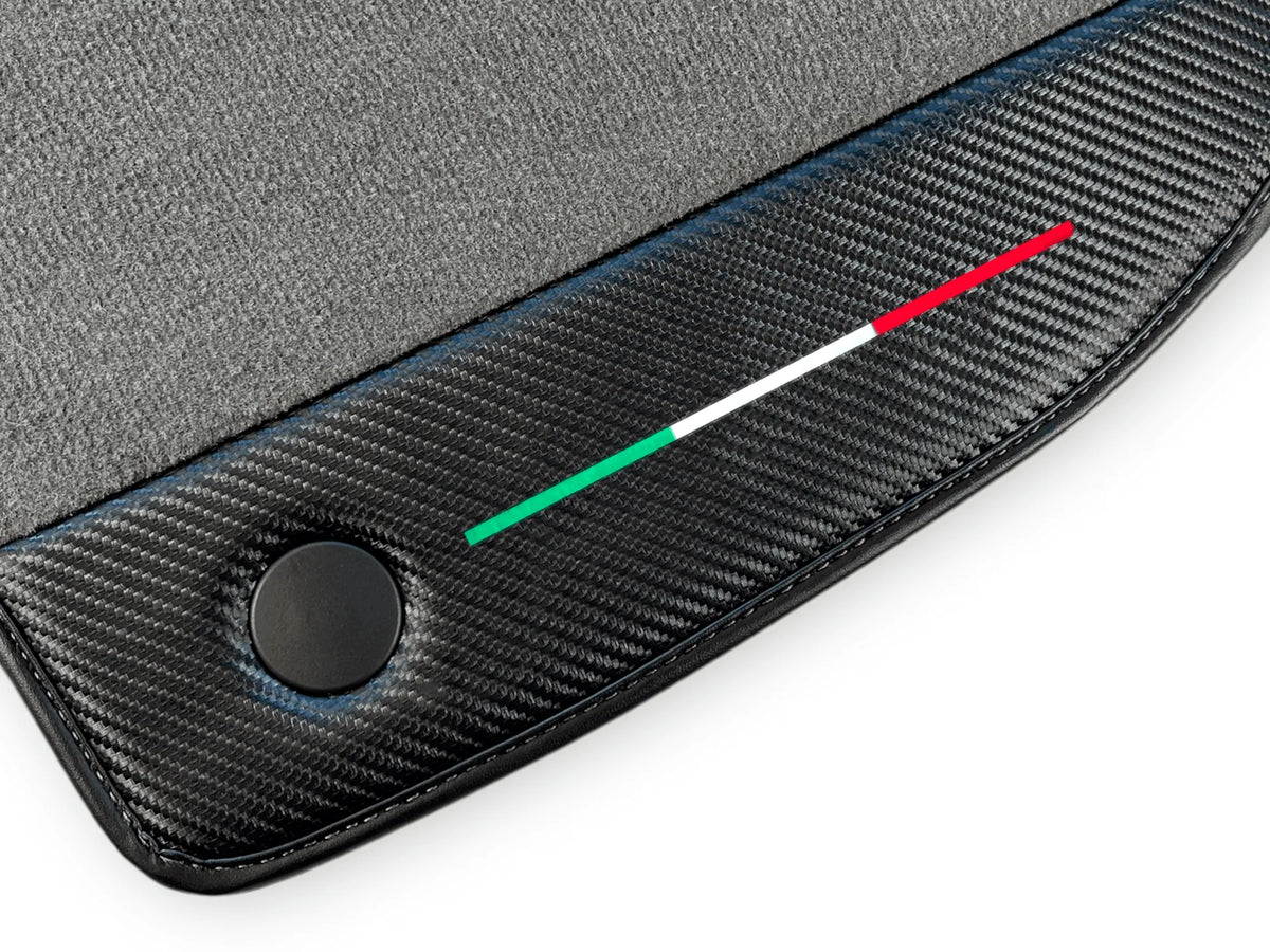 Gray Floor Mats For Ferrari F8 Tributo 2019-2022 With Carbon Leather - AutoWin