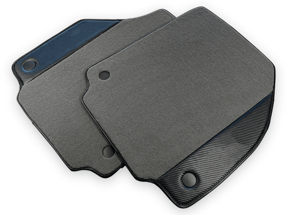 Gray Floor Mats For Ferrari F8 Tributo 2019-2022 With Carbon Leather - AutoWin