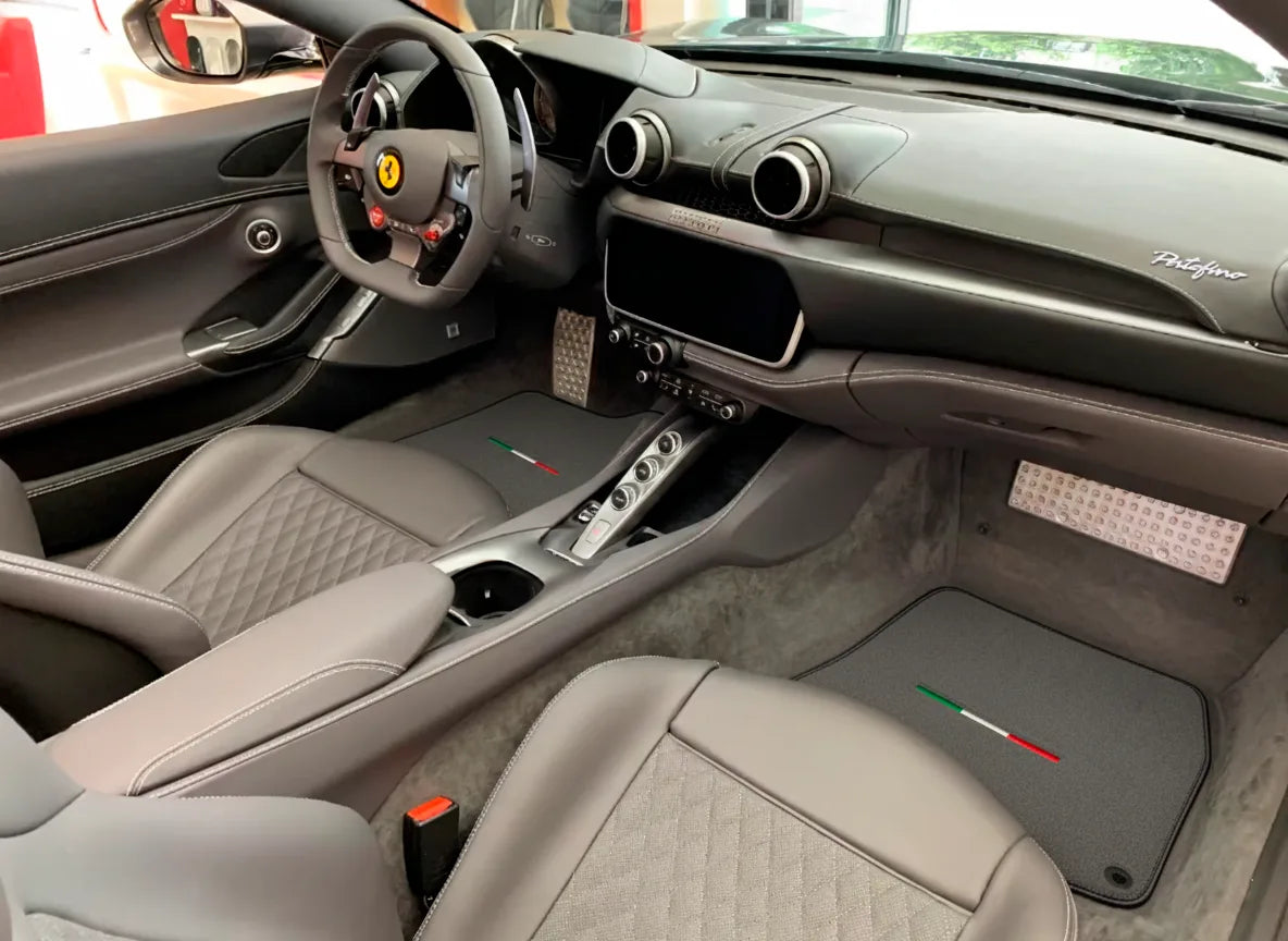 Interior look of floor mats for Gray Floor Mats For Ferrari Portofino (2018-2023) Italian Edition