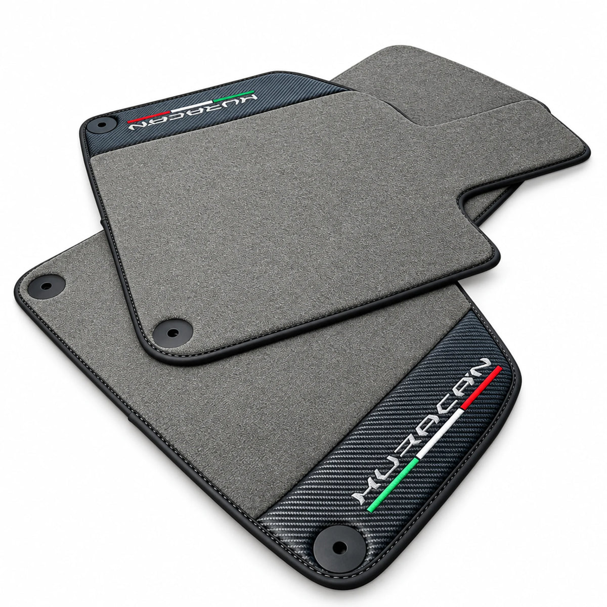 Gray Floor Mats for Lamborghini Huracan With Carbon Fiber Leather - AutoWin