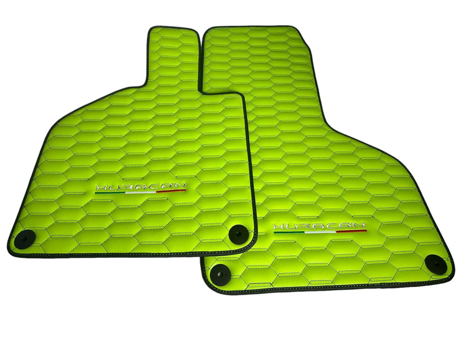 Green Leather Floor Mats for Lamborghini Huracan - AutoWin