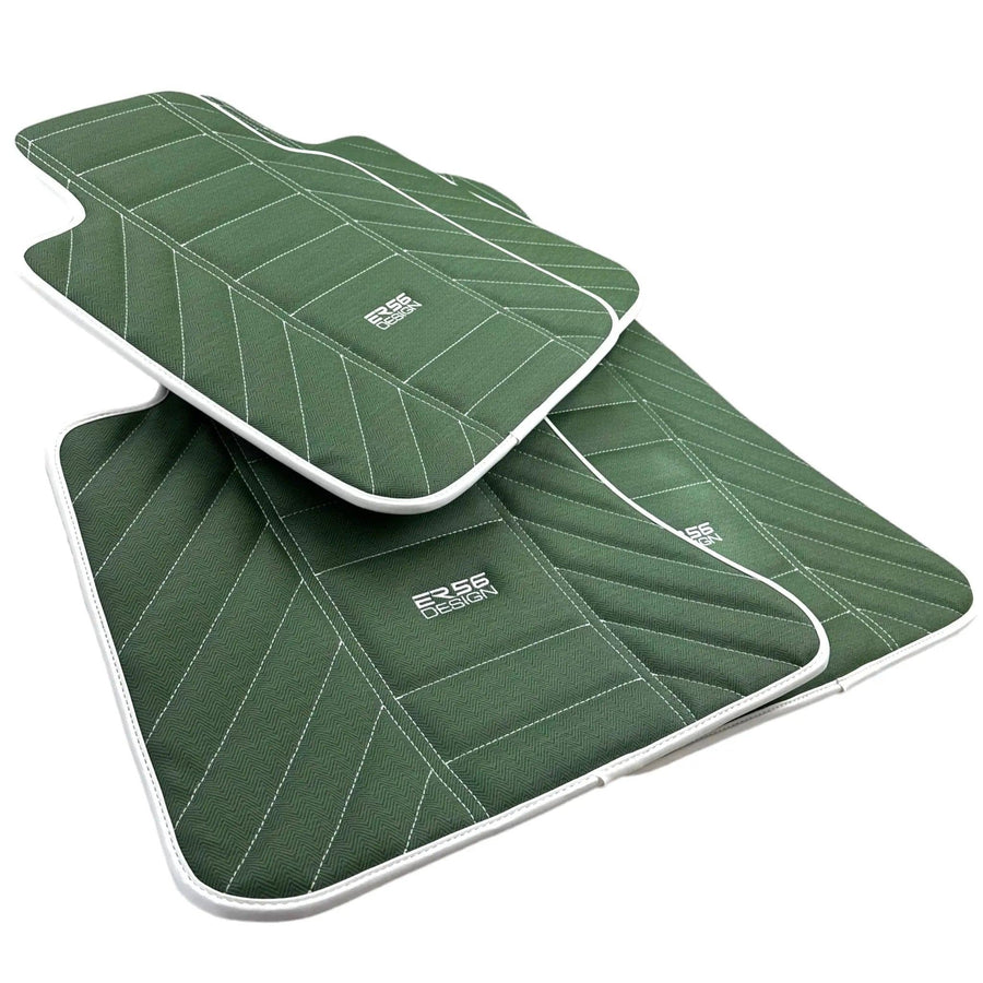 Green Leather Floor Mats For Rolls Royce Black Badge Dawn Rr6 2016-2023 - AutoWin
