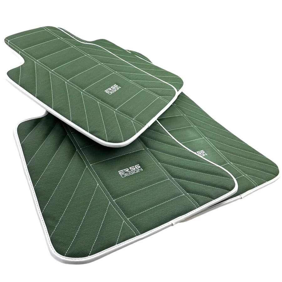 Green Leather Floor Mats For Rolls Royce Black Badge Phantom 2003–2016 - AutoWin