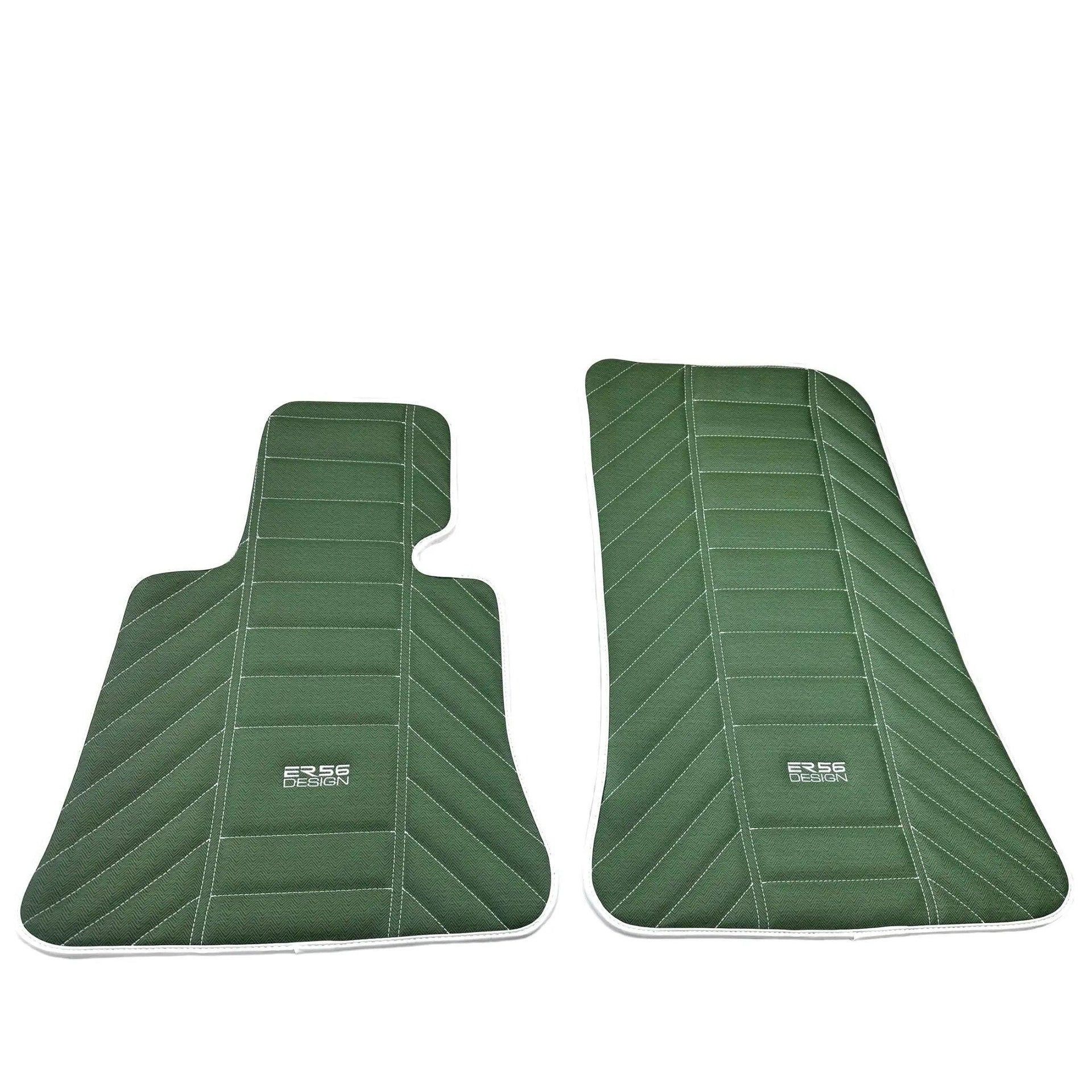 Green Leather Floor Mats For Rolls Royce Black Badge Phantom Drophead Coupe 2007–2016 - AutoWin