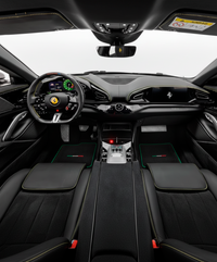 Czarne dywaniki samochodowe do Ferrari Purosangue z zielonym wykończeniem | Wydanie włoskie