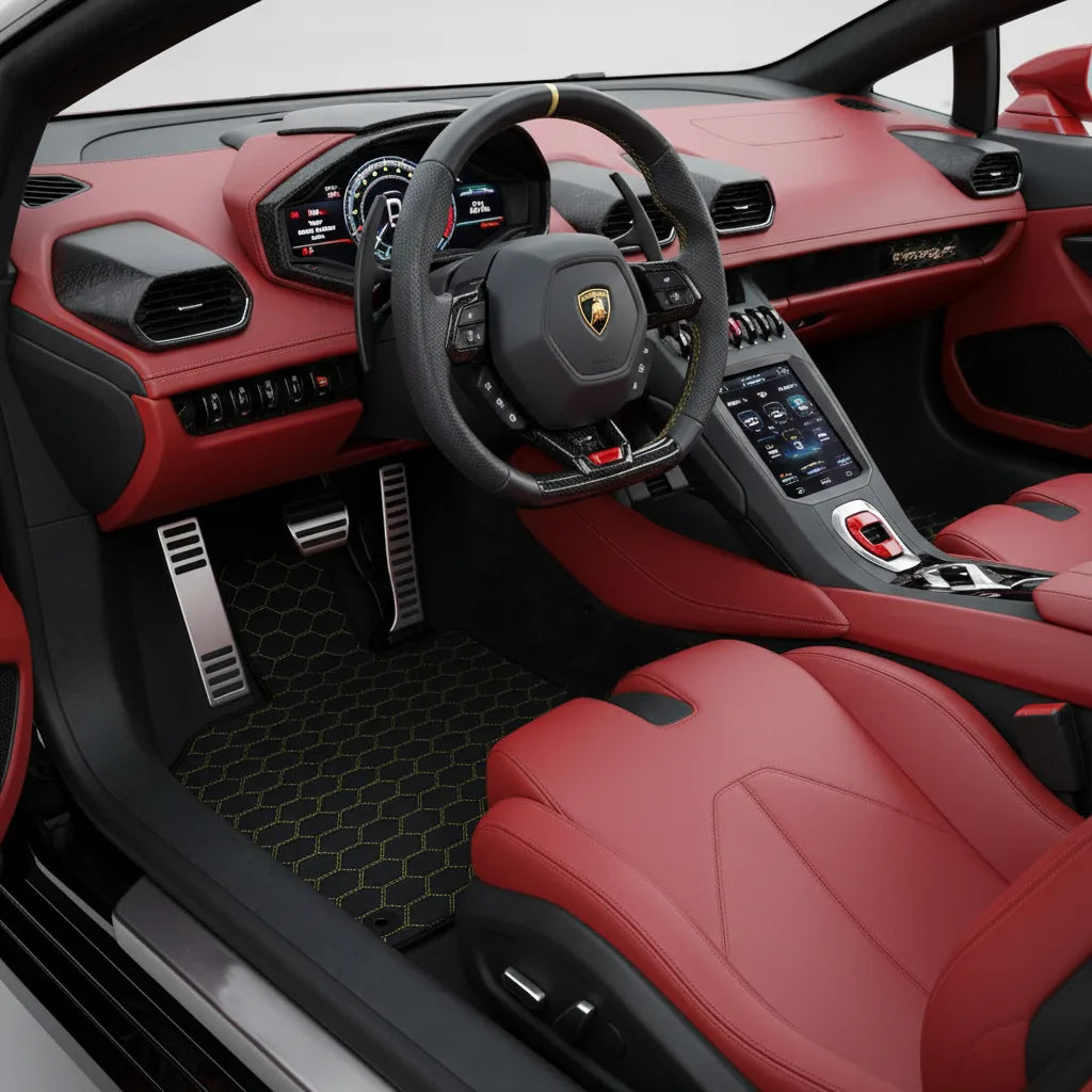 Interior look of floor mats for Lamborghini Huracan Tecnica (2022-2024)