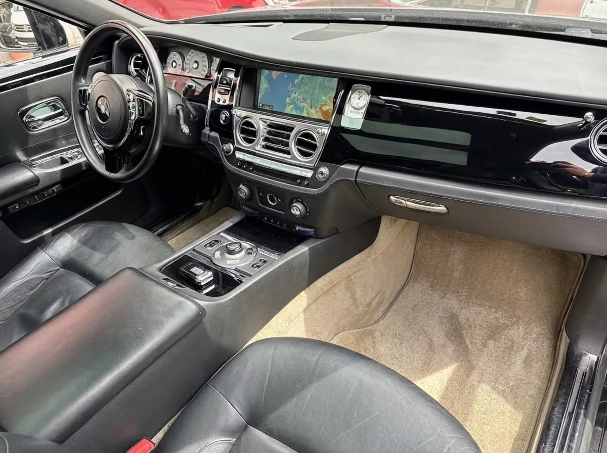 Interior look of floor mats for Rolls Royce Ghost Series II (2021-2024) Beige Luxury Quality