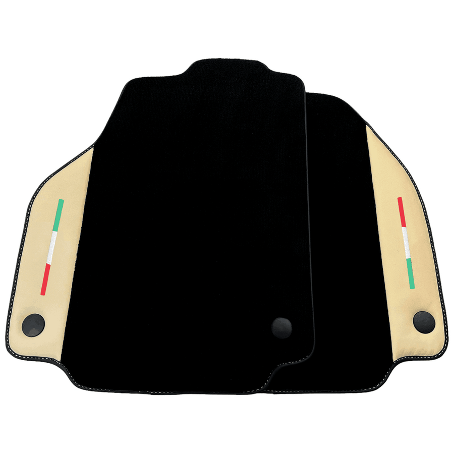 Black Floor Mats for Ferrari 458 Spider (2012-2015) with Crema Nappa Leather | Italian Edition - AutoWin