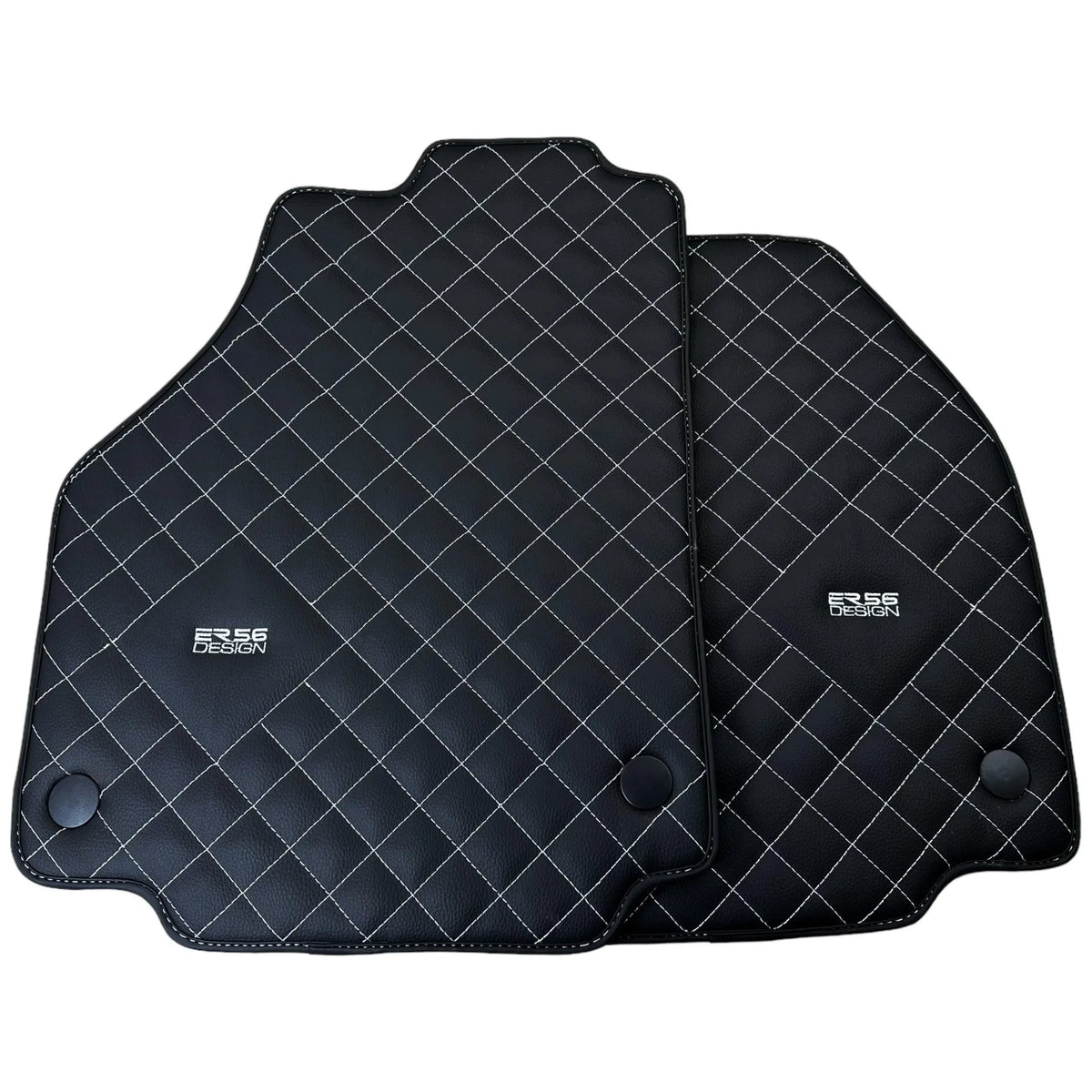 Leather Floor Mats for Ferrari 458 GT2 with White Sewing ER56 Design - AutoWin