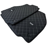 Leather Floor Mats for Ferrari 458 Italia (2009-2015) with White Sewing ER56 Design - AutoWin