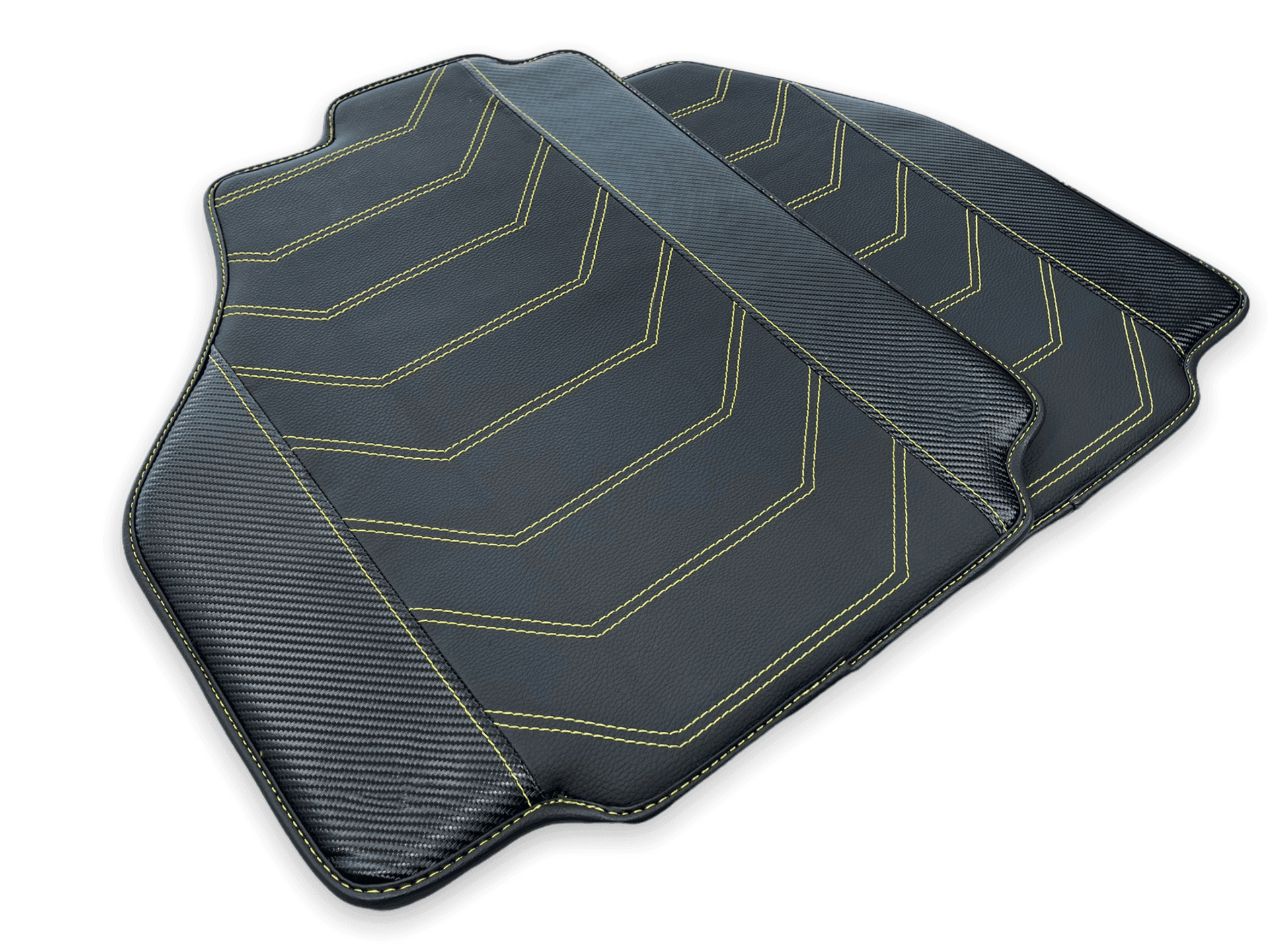 Leather Floor Mats For Ferrari 458 Speciale 2012-2015 Black With Yellow Sewing