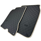 Leather Floor Mats for Ferrari California T (2015-2018) Black Sewing ER56 Design | Beige Trim - AutoWin