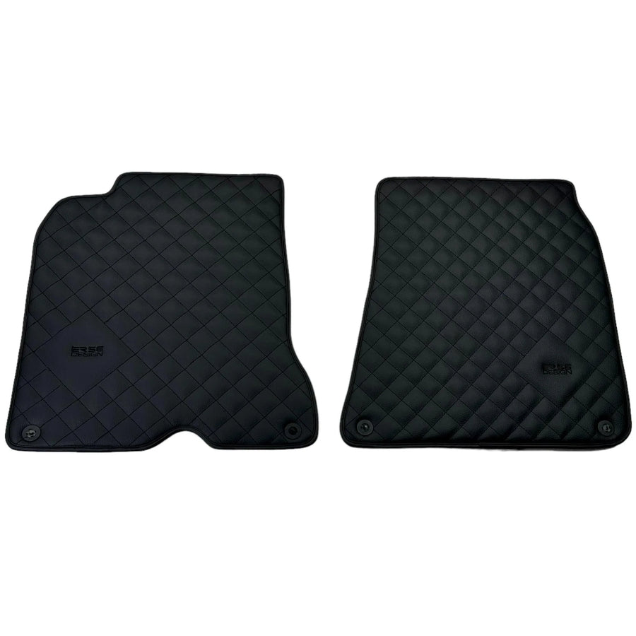 Leather Floor Mats for Ferrari California T (2015-2018) Black Sewing ER56 Design - AutoWin