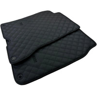 Leather Floor Mats for Ferrari California T (2015-2018) Black Sewing ER56 Design - AutoWin
