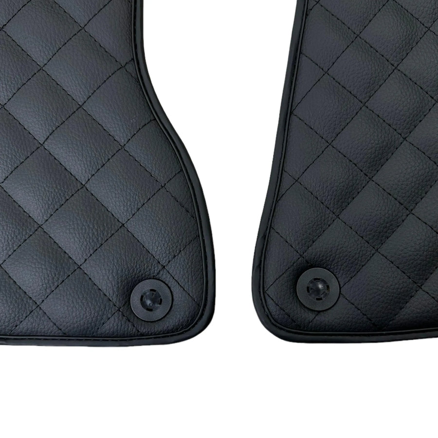 Leather Floor Mats for Ferrari California T (2015-2018) Black Sewing ER56 Design - AutoWin