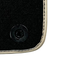 Leather Floor Mats for Ferrari California T (2015-2018) Black Sewing ER56 Design | Beige Trim - AutoWin