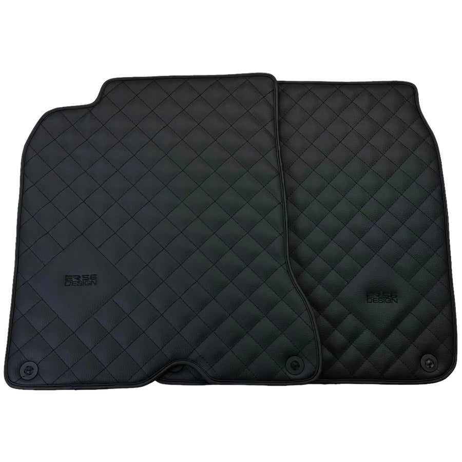 Leather Floor Mats for Ferrari California T (2015-2018) Black Sewing ER56 Design - AutoWin