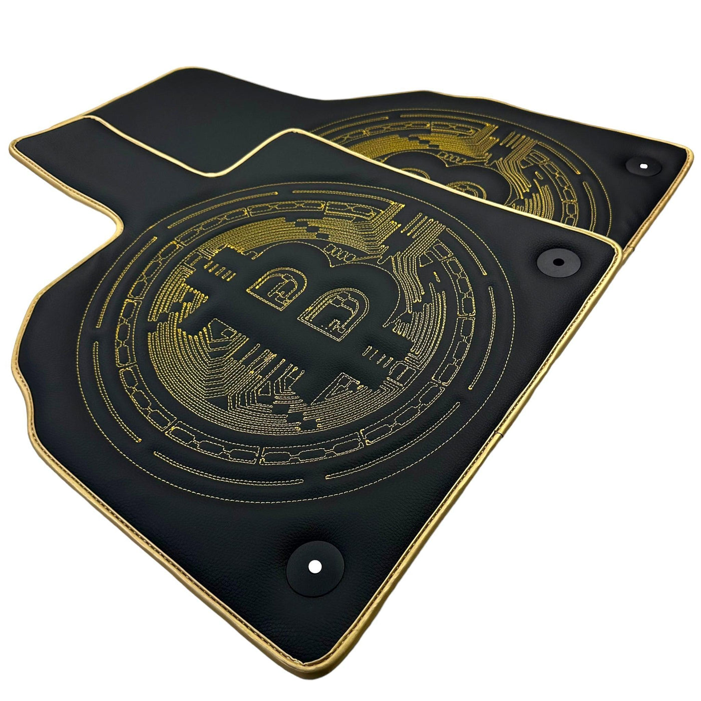 Leather Floor Mats for Lamborghini Aventador with Bitcoin Sewing - AutoWin