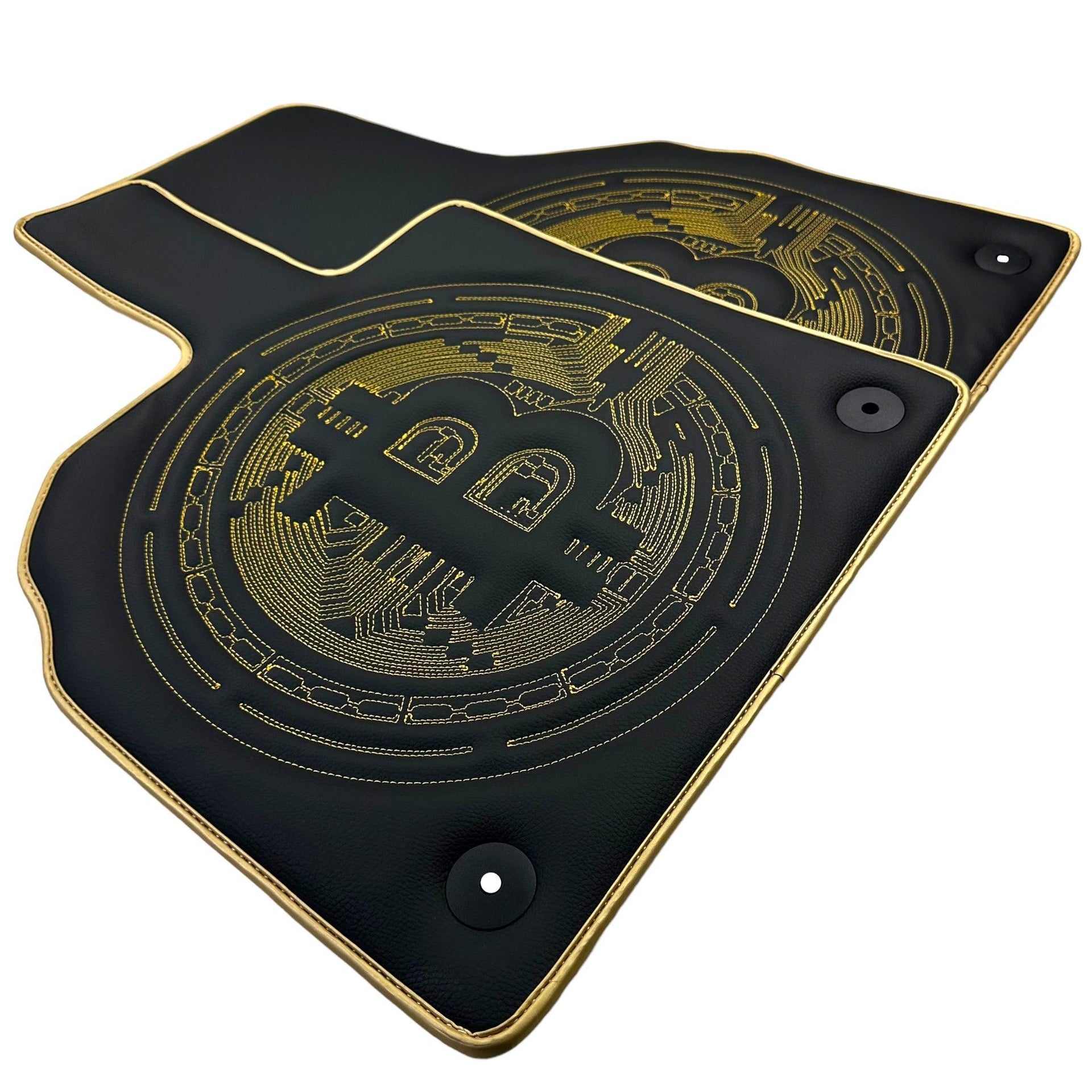 Leather Floor Mats for Lamborghini Aventador with Bitcoin Sewing - AutoWin