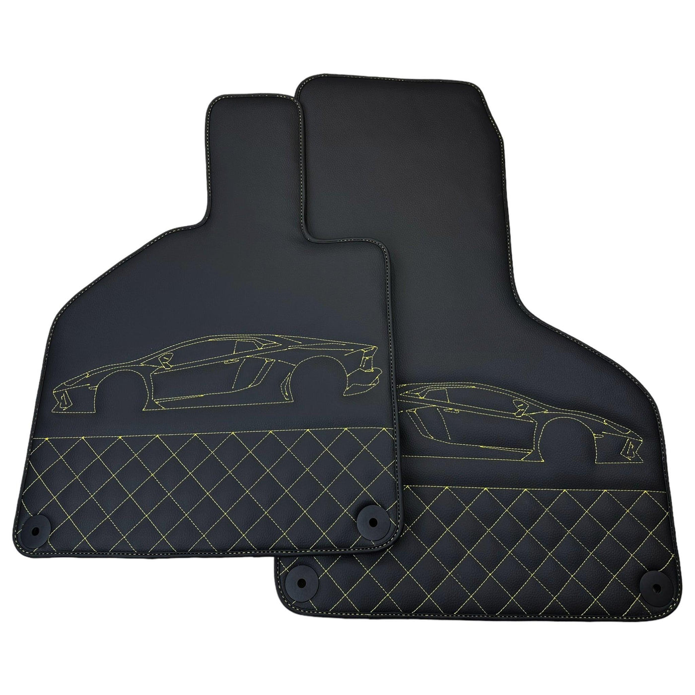 Leather Floor Mats for Lamborghini Huracan Yellow Sewing | ER56 Design - AutoWin