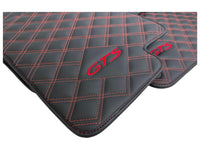 Leather Floor Mats for Porsche Cayenne GTS (2010-2018) Red Sewing - AutoWin