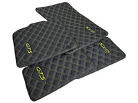 Leather Floor Mats for Porsche Cayenne GTS (2010-2018) Yellow Sewing - AutoWin