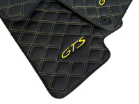 Leather Floor Mats for Porsche Cayenne GTS (2010-2018) Yellow Sewing - AutoWin