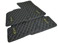 Leather Floor Mats for Porsche Cayenne GTS (2010-2018) Yellow Sewing - AutoWin