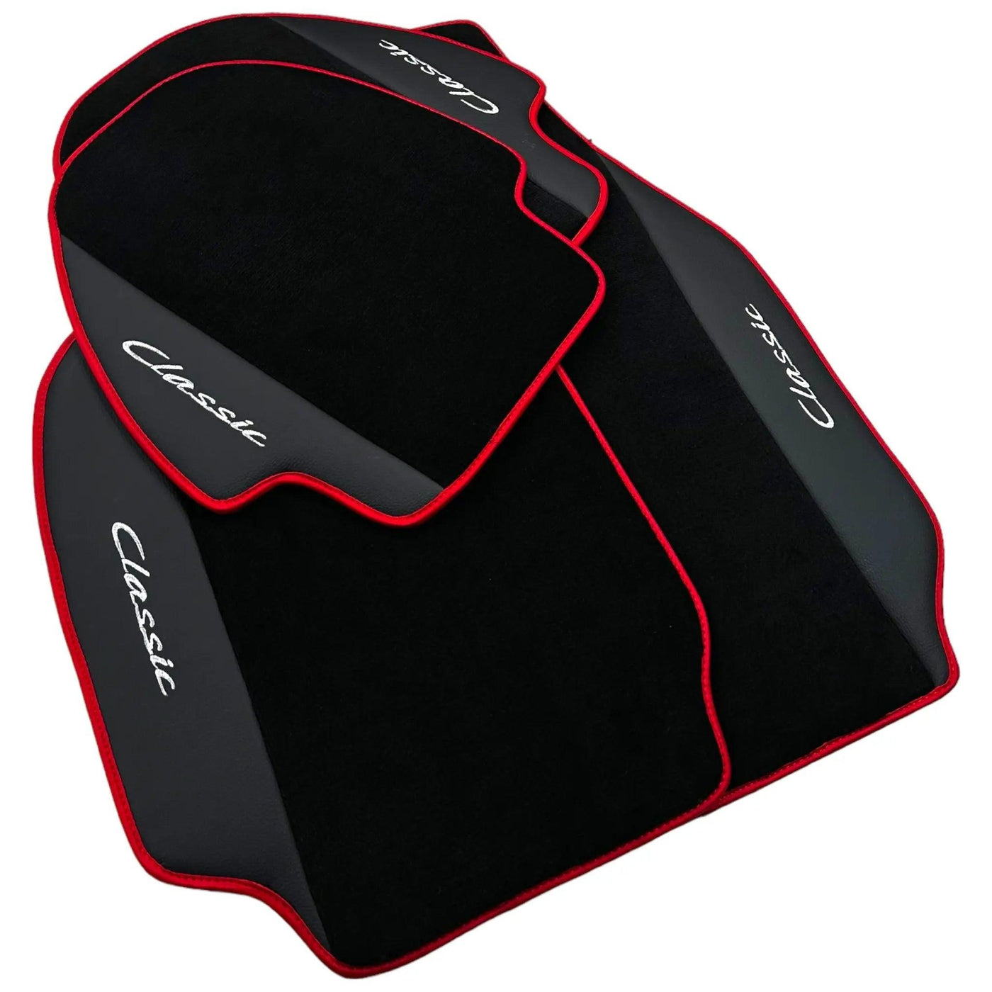 Leather Floor Mats for Porsche Classic 911 (1963-1989) with Red Trim - AutoWin