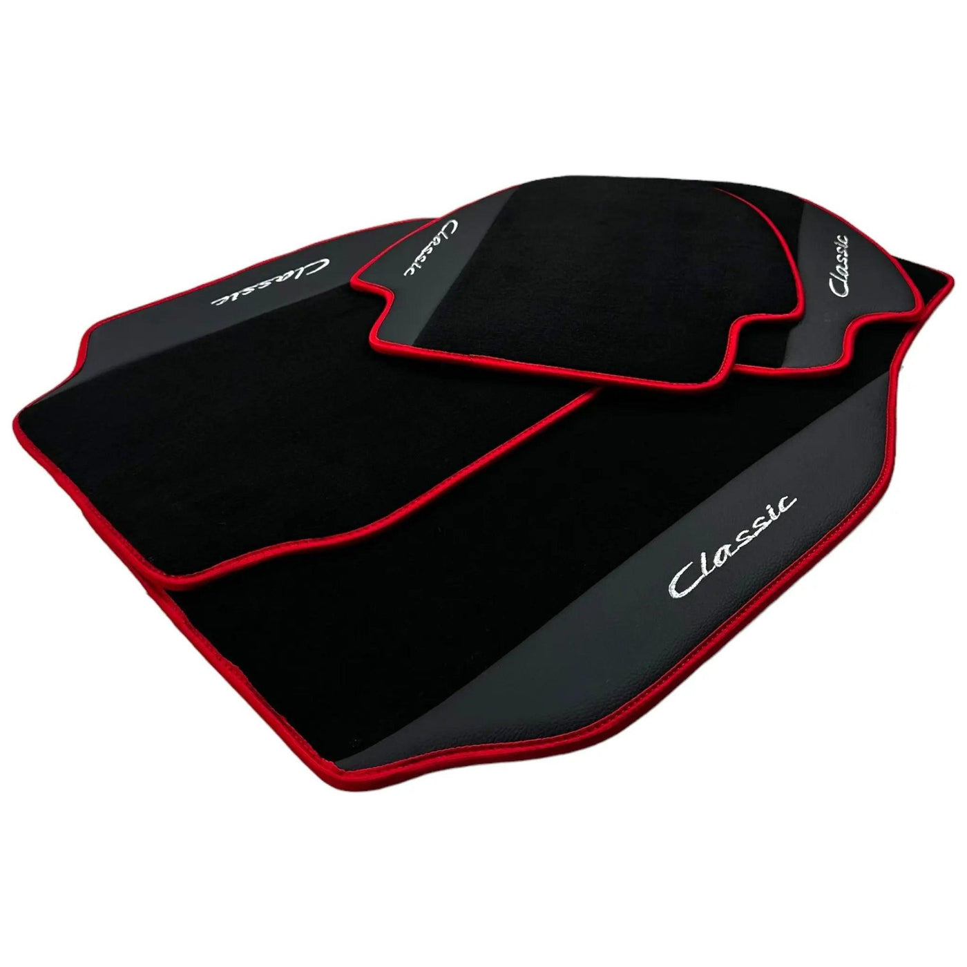 Leather Floor Mats for Porsche Classic 911 (1963-1989) with Red Trim - AutoWin