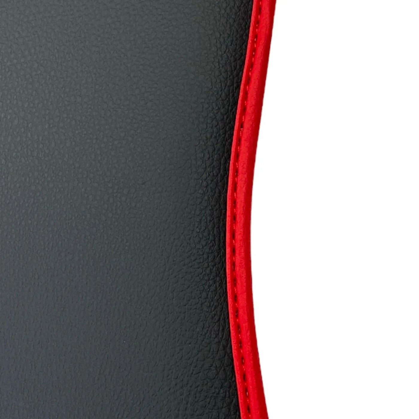 Leather Floor Mats with Red Trim for Ford Mustang GT350 Shelby (2015-2021) with Cobra Sewing - AutoWin