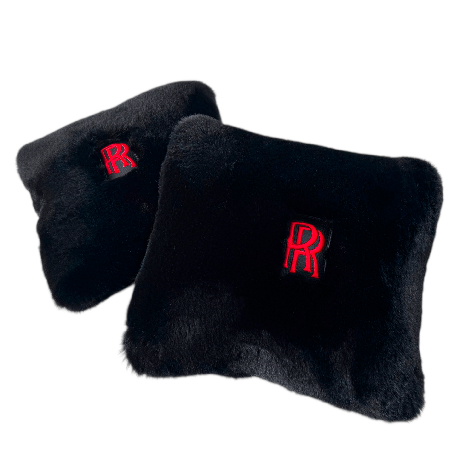 Black Sheepskin Pillows Design Set of 2 for Rolls-Royce Vehicles