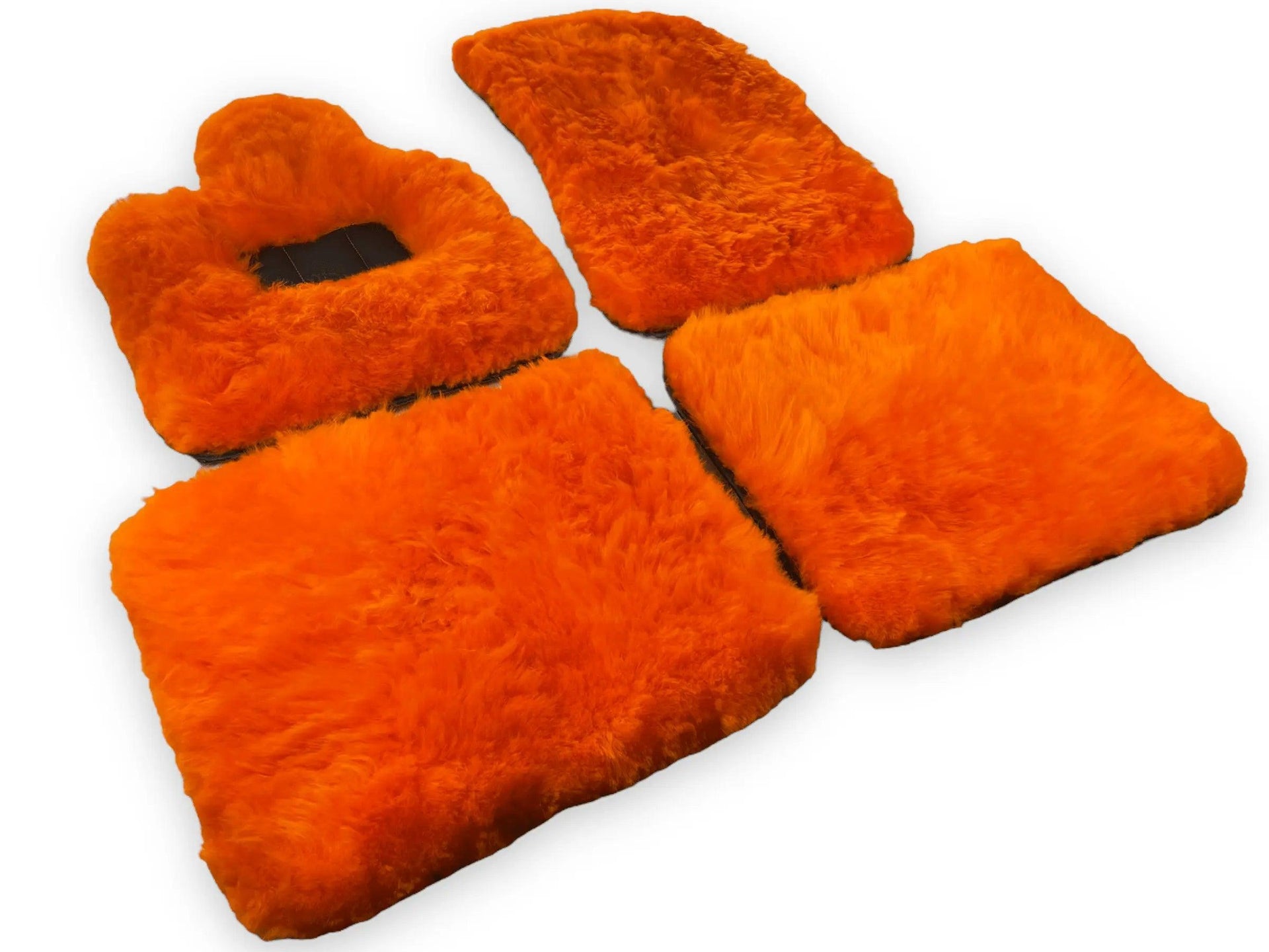 Orange Sheepskin Floor Mats For Bentley Bentayga Er56 Design Brand - AutoWin