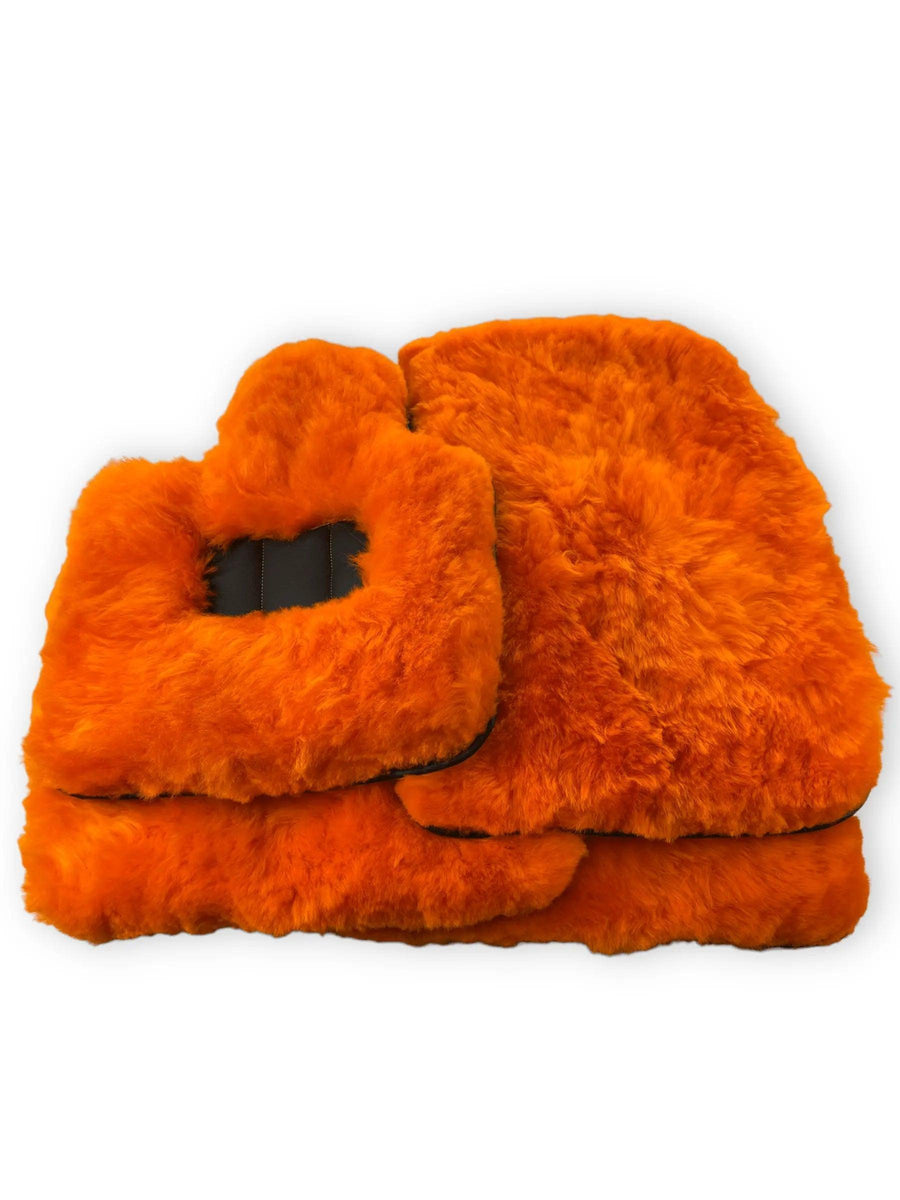 Orange Sheepskin Floor Mats For Bentley Flying Spur (2005-2013) Er56 Design Brand - AutoWin