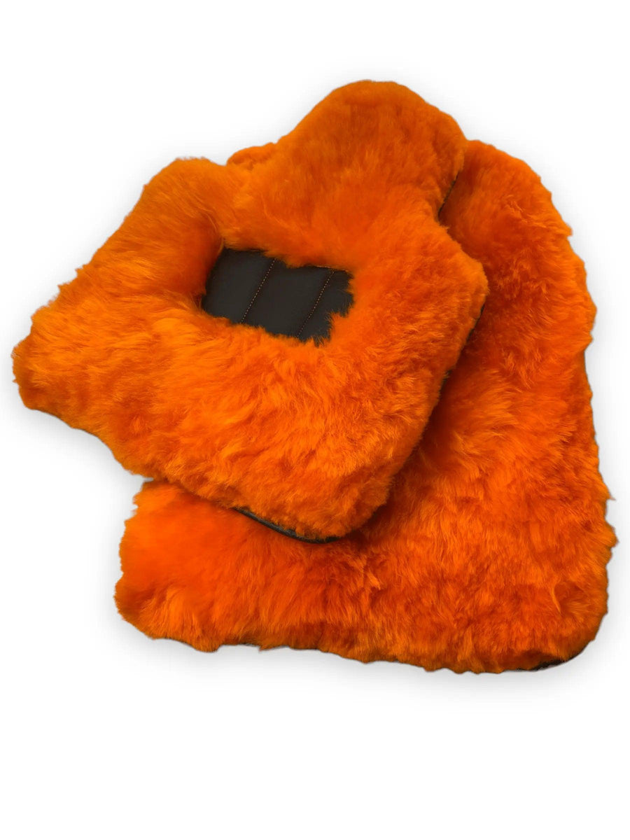 Orange Sheepskin Floor Mats For Bentley Flying Spur (2005-2013) Er56 Design Brand - AutoWin